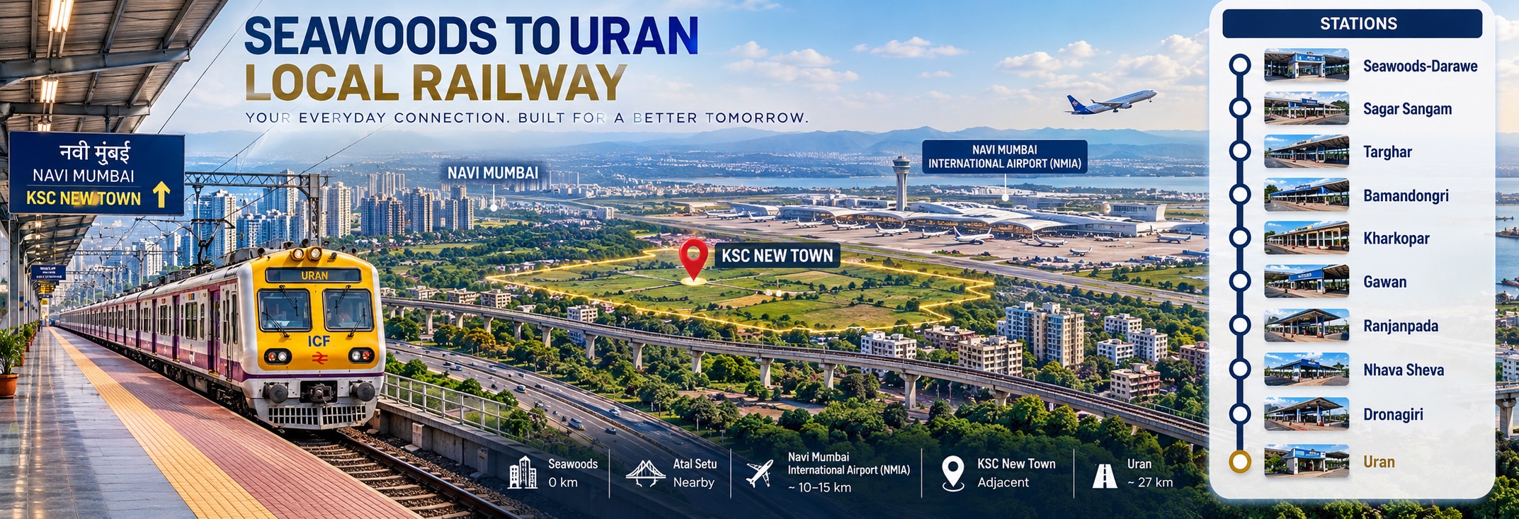 land plot near Seawoods to Uran local railway station
